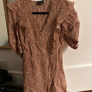 The Kooples Paisley Long Sleeve Dress in Pink